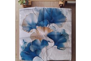 Set van 4 kussenhoezen bloemen turquoise goud 45x45cm