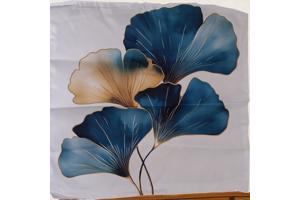 Set van 4 kussenhoezen bloemen turquoise goud 45x45cm