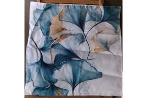 Set van 4 kussenhoezen bloemen turquoise goud 45x45cm