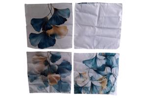 Set van 4 kussenhoezen bloemen turquoise goud 45x45cm