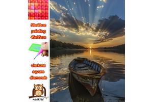50x40cm Diamond Painting boot zonsondergang (vierkant) nr 53