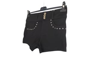 Stretchy korte broek met studs zwart M