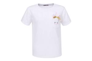 Glo-Story t-shirt gezichtje met gekleurde haren wit 152
