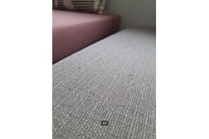 Hocker / Voetenbank Beige met Houten Poten