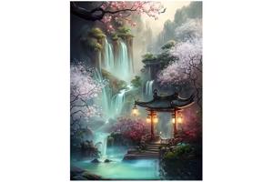 nr 9 Diamond Painting watervallen 50x40cm (vierkant)