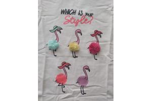 Glo-Story t-shirt flamingo's wit 104