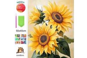 nr 28 Diamond Painting zonnebloemen 50x40cm (vierkant)