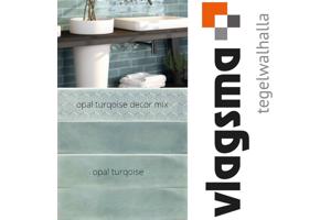 Cifre opal turqoise lichtgroene handvorm tegels 7,5x30 cm