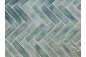 Cifre opal turqoise lichtgroene handvorm tegels 7,5x30 cm