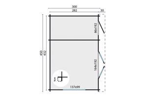 Blokhut - Tuinhuis Santander | 34 mm | vuren onbehandeld