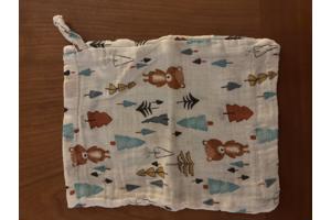 Stoffen mini bag met rijgkoord en beren kinder washand katoe