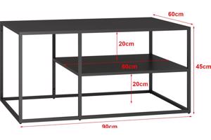 Zwarte Metalen Salontafel met Plank