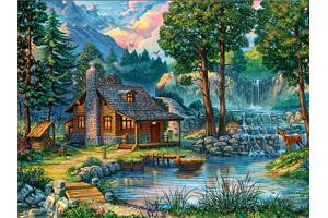 nr 45 Diamond Painting boshuisje 50x40cm (vierkant)