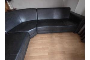 Ruime hoekbank antraciet/zwart