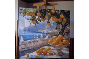 Set van 4 kussenhoezen kustdorp citroenen 45x45cm