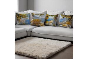 Set van 4 kussenhoezen kustdorp citroenen 45x45cm