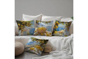 Set van 4 kussenhoezen kustdorp citroenen 45x45cm