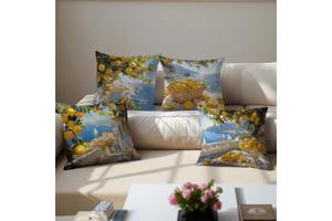 Set van 4 kussenhoezen kustdorp citroenen 45x45cm