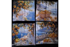 Set van 4 kussenhoezen kustdorp citroenen 45x45cm