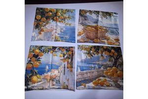 Set van 4 kussenhoezen kustdorp citroenen 45x45cm