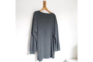 stretchy jurk grijs met pofmouwen XXL