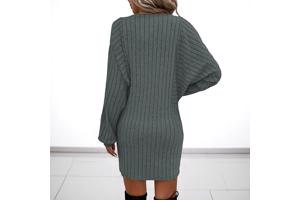 stretchy jurk grijs met pofmouwen XXL