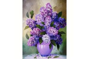 50x40cm Diamond Painting vaas bloemen paars (vierkant) nr 11