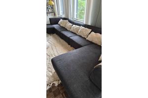 Ruime comfortabele hoekbank (elementen/ zwarte/antraciet stof)