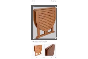 Hardhouten uitklapbaar tafeltje voor op t balkon