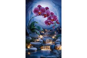 nr 124 Diamond Painting orchidee waterval 50x40cm (rond)
