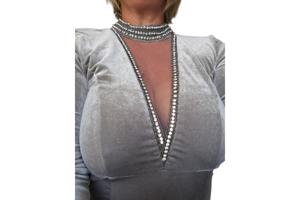 Avond winter jurk grijs met strass L