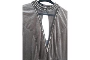 Avond winter jurk grijs met strass L