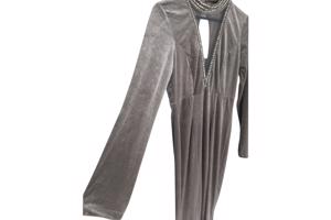 Avond winter jurk grijs met strass L