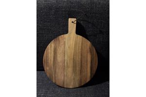 Houten serveerplank borrelplank rond 30 cm met handgreep