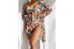 3 delig bikini set wit bloemen XXL