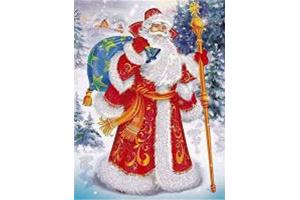 50x40cm Diamond painting kerstman met rugzak (rond) nr 76
