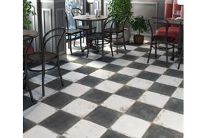 Landelijke plavuizen zwart en wit 33x33 rustieke vloertegels