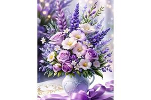 nr 20 Diamond Painting paars boeket 50x40cm (vierkant)