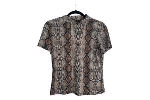 Shirt slangenprint crème bruin S