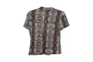 Shirt slangenprint crème bruin S