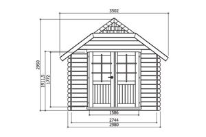 Tuinhuis-Blokhut Limerick: 2980 x 3880mm