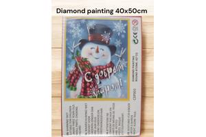 Kerst - sneeuwpop - diamond painting 50x40cm