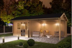 Blokhut met overkapping Maribel 680x300 onbehandeld Vuren