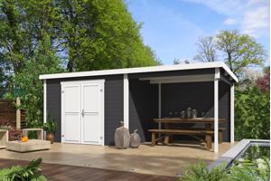 Blokhut met overkapping Kjeld 550x250 onbehandeld vuren