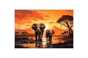 50x40cm Diamond painting olifanten (vierkant) nr 61