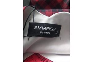 Emmash Paris top geblokt met kant rood M/38