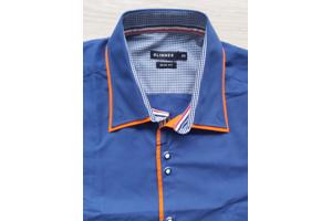 Glimmer slim-fit overhemd blauw oranje XXL