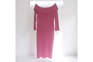 Offshoulder jurk roze XXL