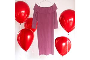 Offshoulder jurk roze XXL