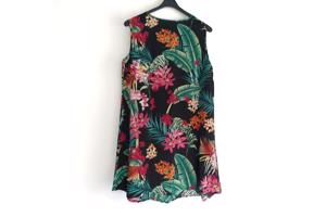 Luchtige zomerjurk zwart groen oranje rood L